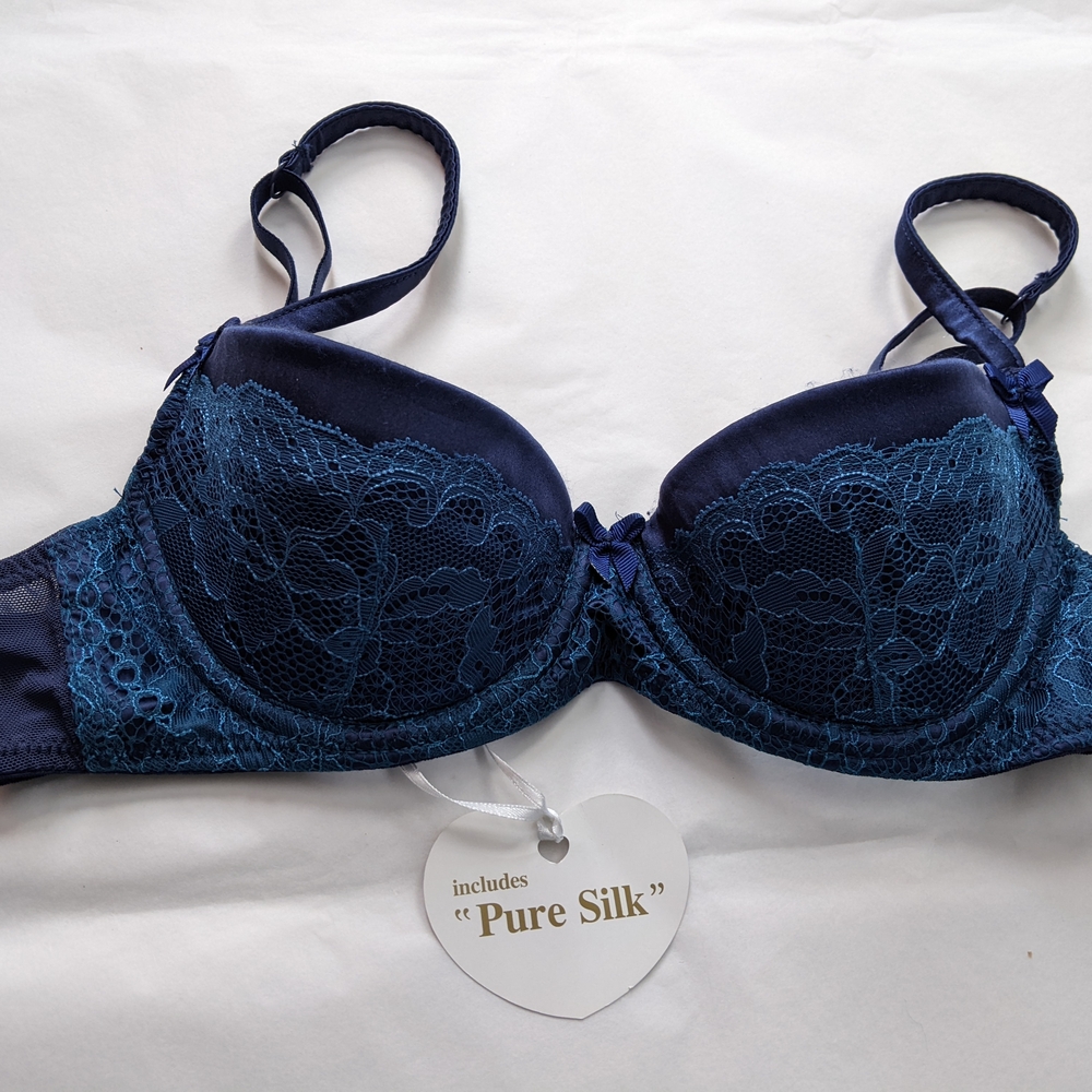 Mimi Holliday Blue Silk Bra 36B NWT
